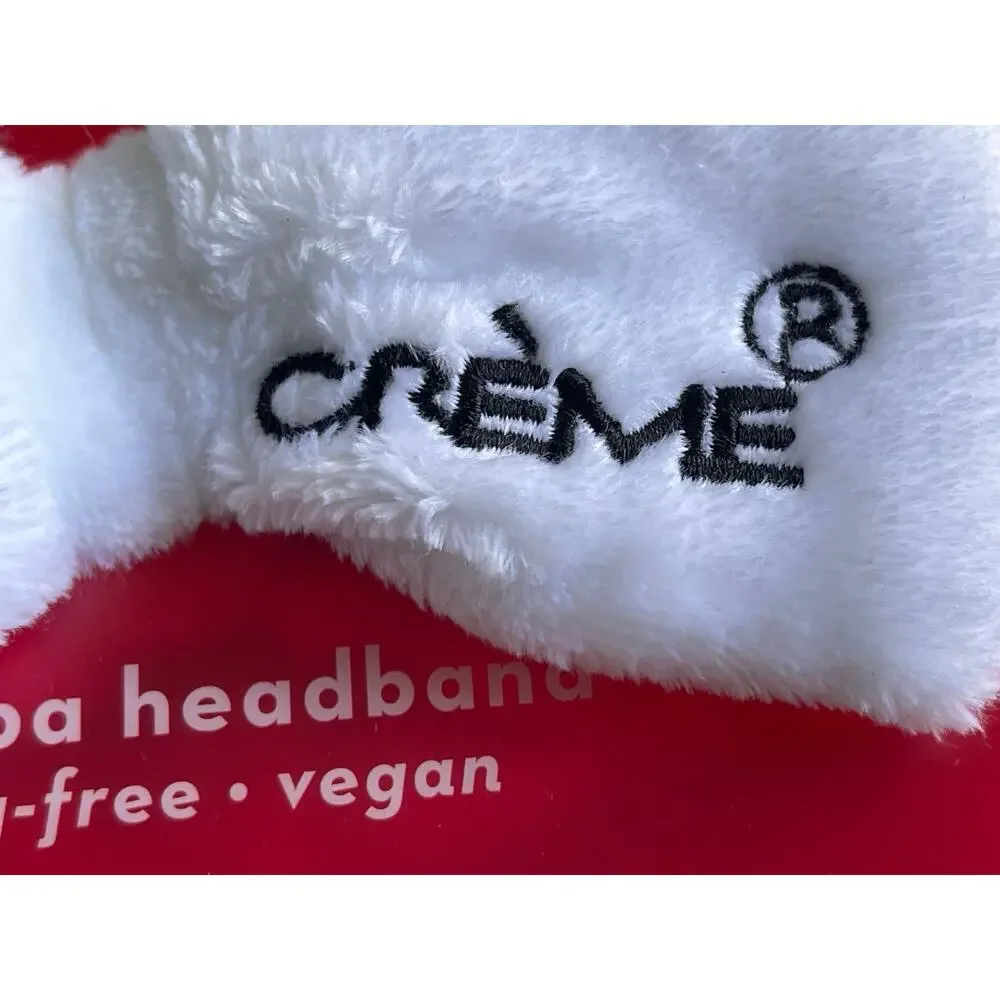 The Creme Shop Hello Kitty Plush Spa Headband White Bow Embroidered NEW Plush
